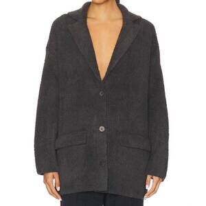 NEW BAREFOOT DREAMS cozychic rib oversized notch collar blazer in carbon